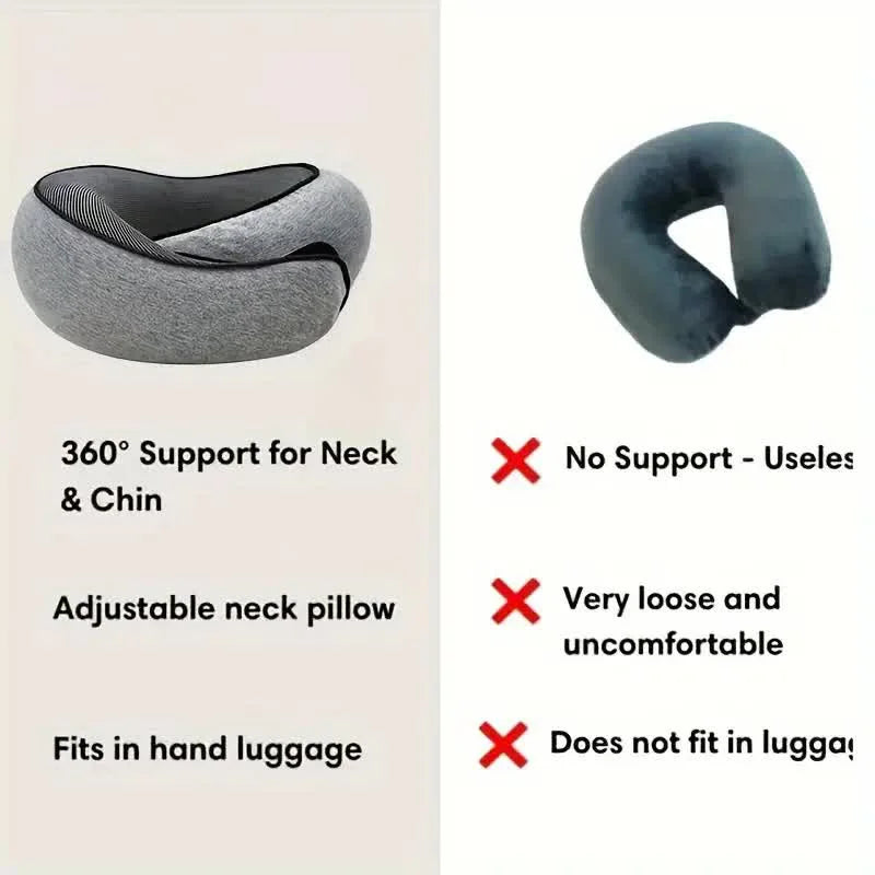 Memory Foam U-Shaped Travel Neck Pillow - Adjustable and Portable Snail Style Support for Comfortable Napping