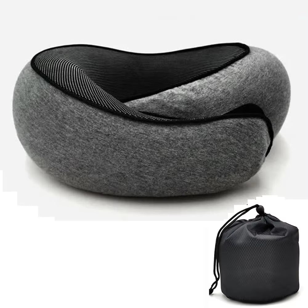 Memory Foam U-Shaped Travel Neck Pillow - Adjustable and Portable Snail Style Support for Comfortable Napping
