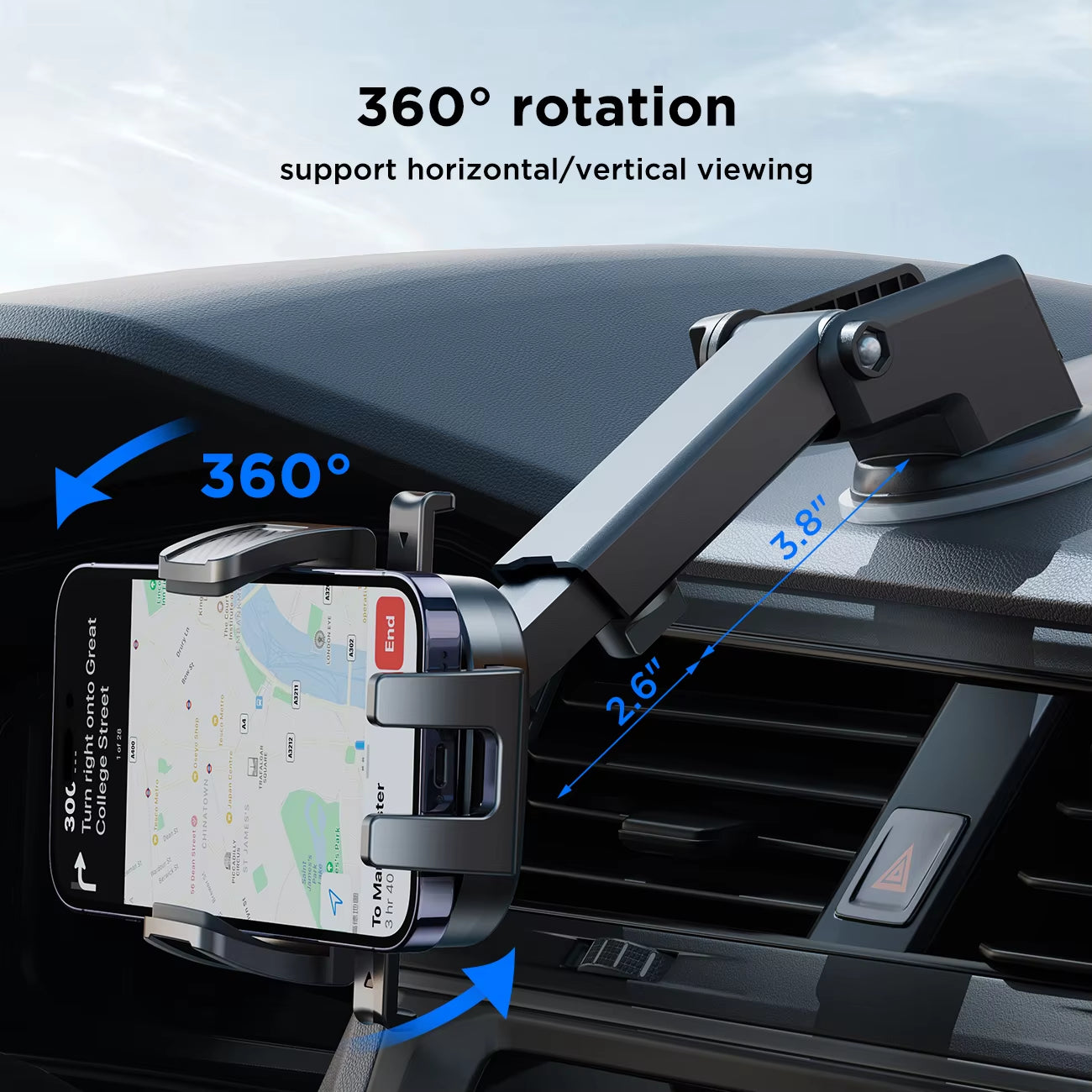 Universal Car Mount Phone Holder with Suction Cup Base Dashboard Car Cell Phone Stand for Iphone Samsung Google Huawei