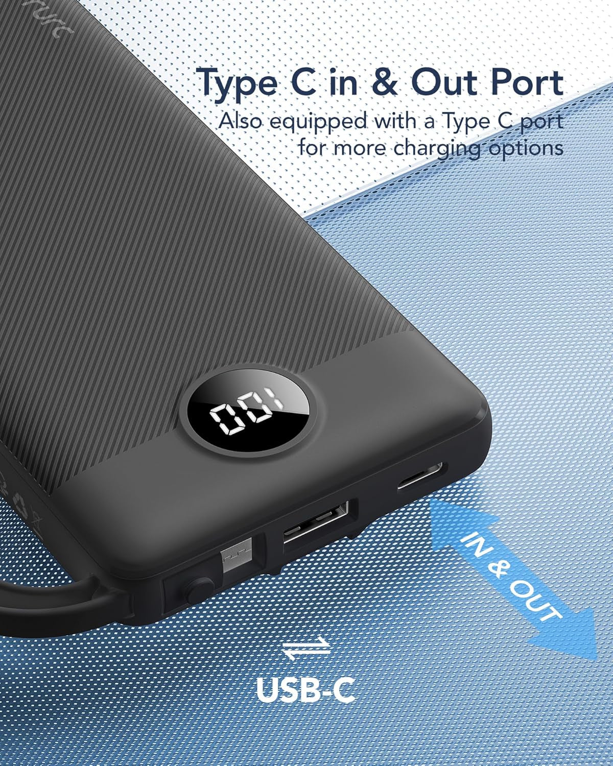 10000Mah Power Bank with Built-In 4 Cables, Slim Portable Charger USB C External Cell Phone Battery Pack with 5 Outputs & 2 Inputs, LED Display Compatible with Iphone Samsung Android Etc- Black