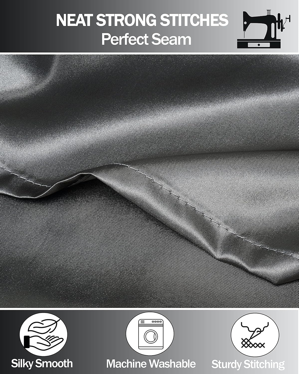 Satin Pillow Cases 2 Pack, Pillowcase for Hair and Skin Luxury Soft Breathable Standard Size with Envelope Closure, 50 X 75 Cm (Dark Grey)