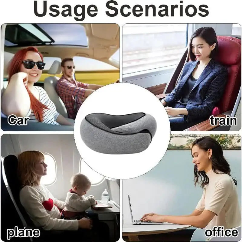 Memory Foam U-Shaped Travel Neck Pillow - Adjustable and Portable Snail Style Support for Comfortable Napping