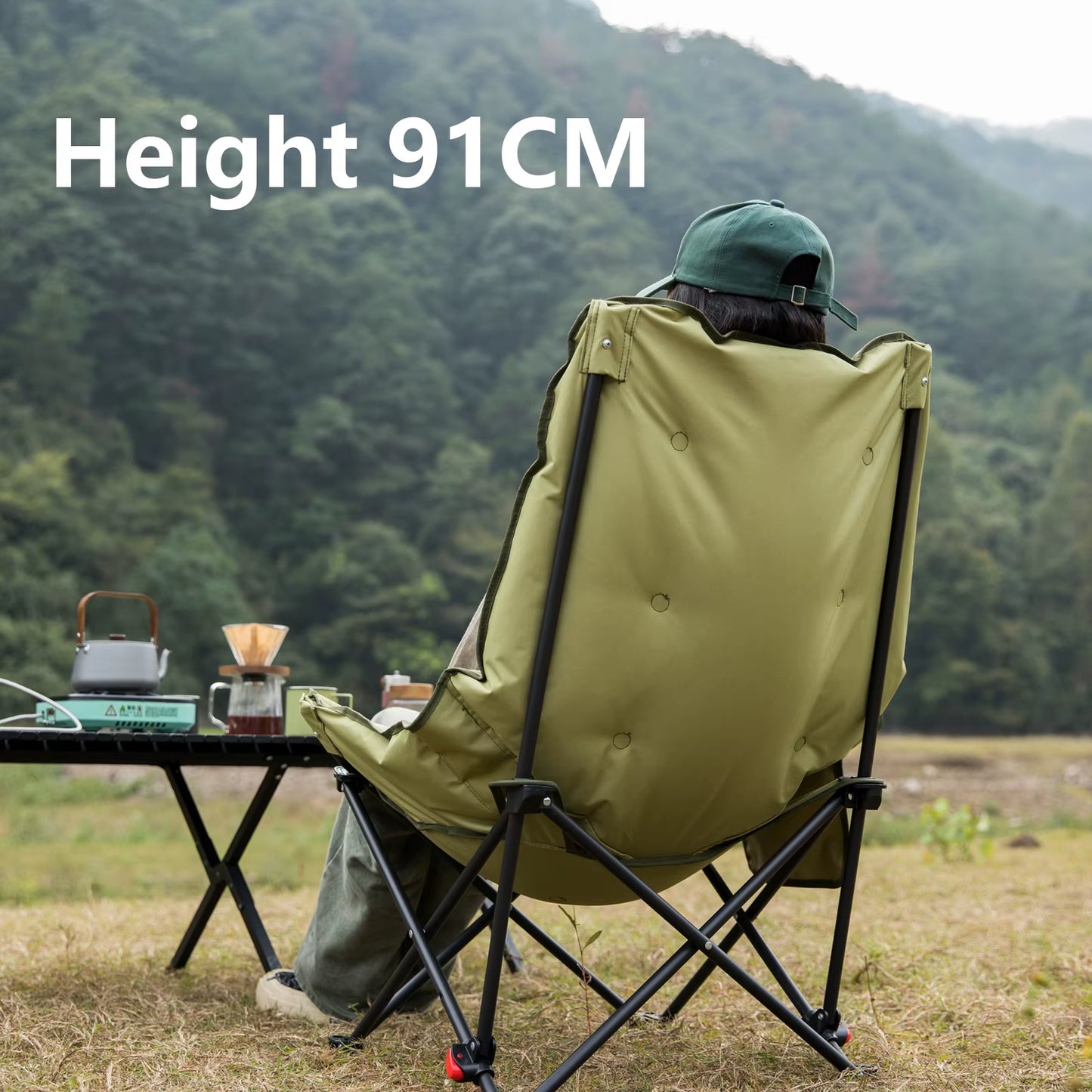 Portable Camping Moon Chair High Back Folding Chair Backrest Adjustable Outdoor Leisure Hiking Fishing Picnic