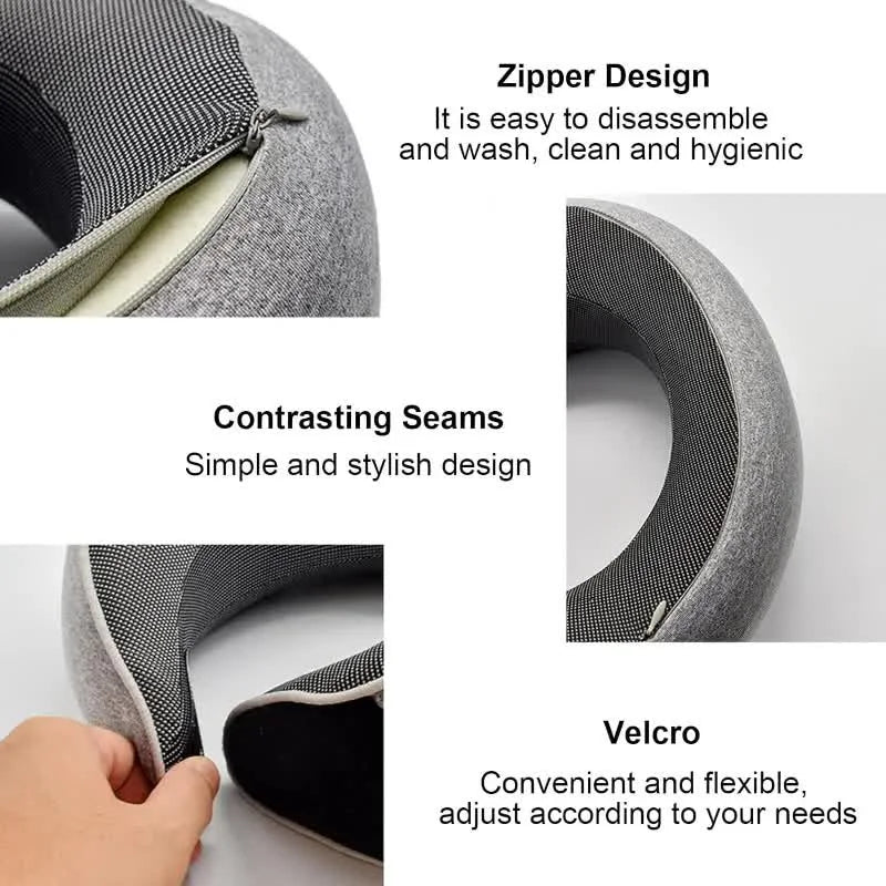 Memory Foam U-Shaped Travel Neck Pillow - Adjustable and Portable Snail Style Support for Comfortable Napping