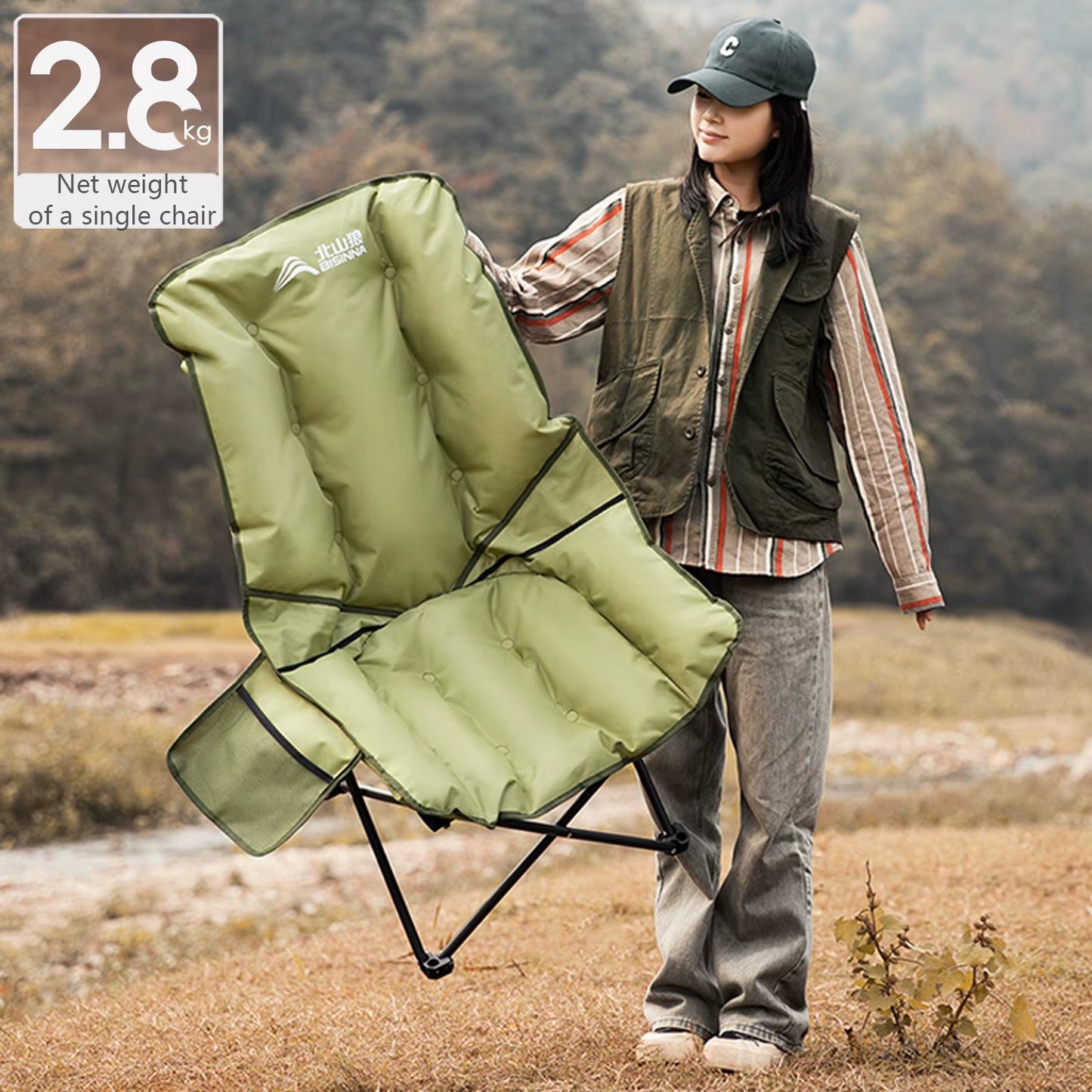 Portable Camping Moon Chair High Back Folding Chair Backrest Adjustable Outdoor Leisure Hiking Fishing Picnic