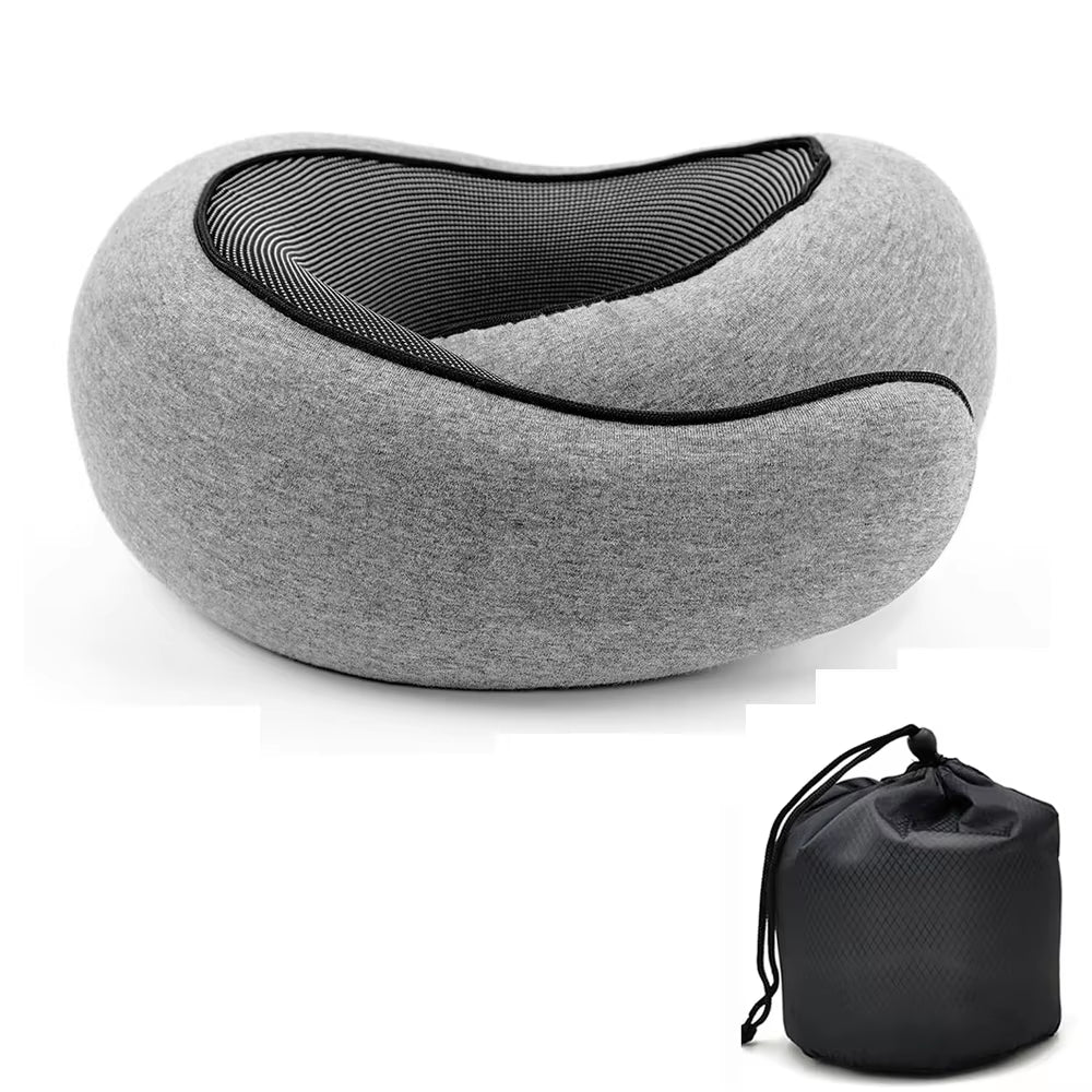 Memory Foam U-Shaped Travel Neck Pillow - Adjustable and Portable Snail Style Support for Comfortable Napping