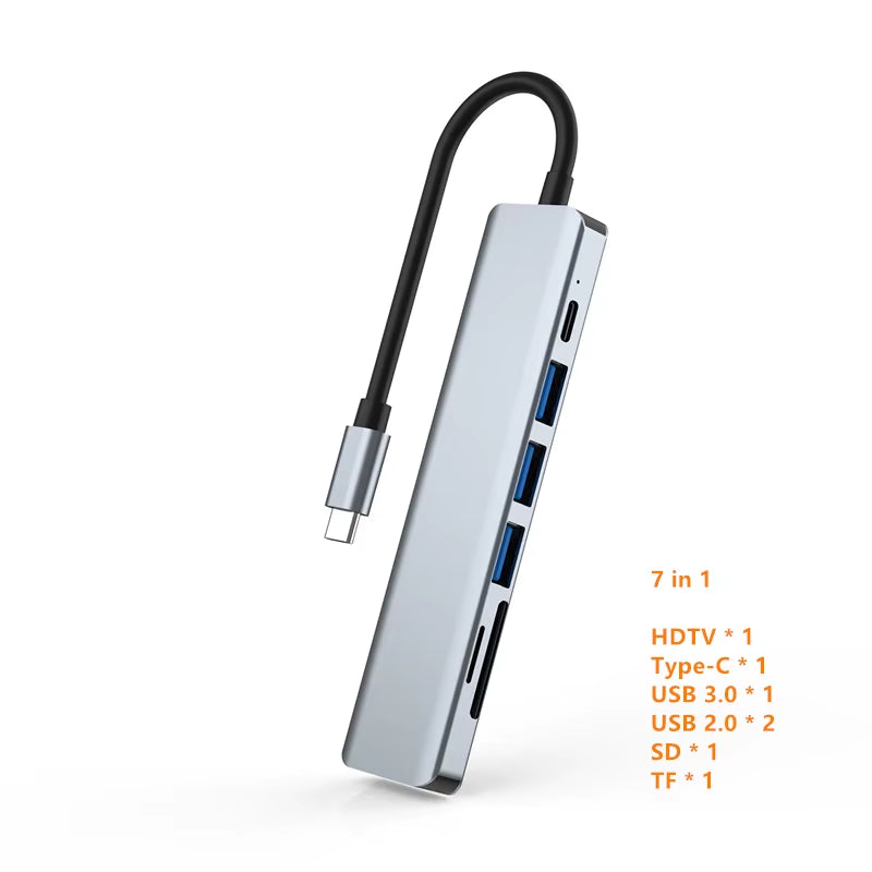 USB-C Hub with 4K HDMI, SD/TF Card Reader, and USB 3.0/2.0 Charging Dock for MacBook, iPad, Samsung S22, Dex, and TV Mouse