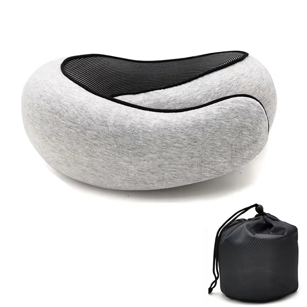 Memory Foam U-Shaped Travel Neck Pillow - Adjustable and Portable Snail Style Support for Comfortable Napping