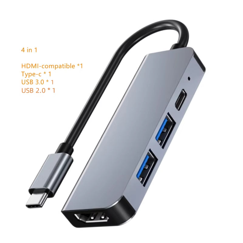 USB-C Hub with 4K HDMI, SD/TF Card Reader, and USB 3.0/2.0 Charging Dock for MacBook, iPad, Samsung S22, Dex, and TV Mouse