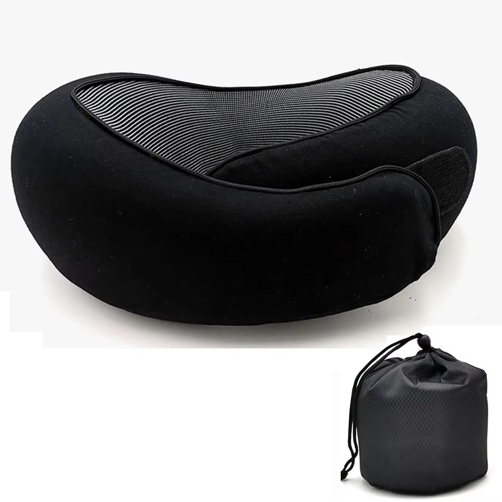 Memory Foam U-Shaped Travel Neck Pillow - Adjustable and Portable Snail Style Support for Comfortable Napping