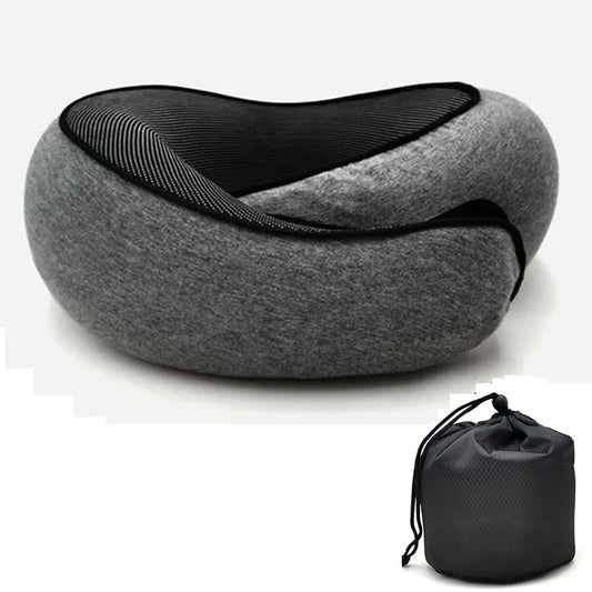 Memory Foam U-Shaped Travel Neck Pillow - Adjustable and Portable Snail Style Support for Comfortable Napping