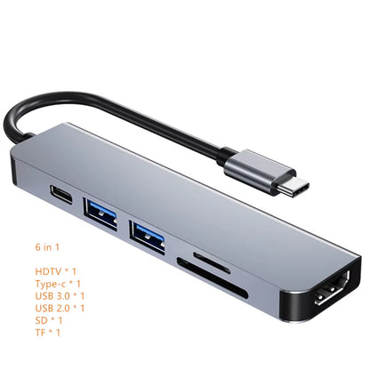 USB-C Hub with 4K HDMI, SD/TF Card Reader, and USB 3.0/2.0 Charging Dock for MacBook, iPad, Samsung S22, Dex, and TV Mouse